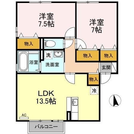 キャトルスクアール本宮Ｃの物件間取画像